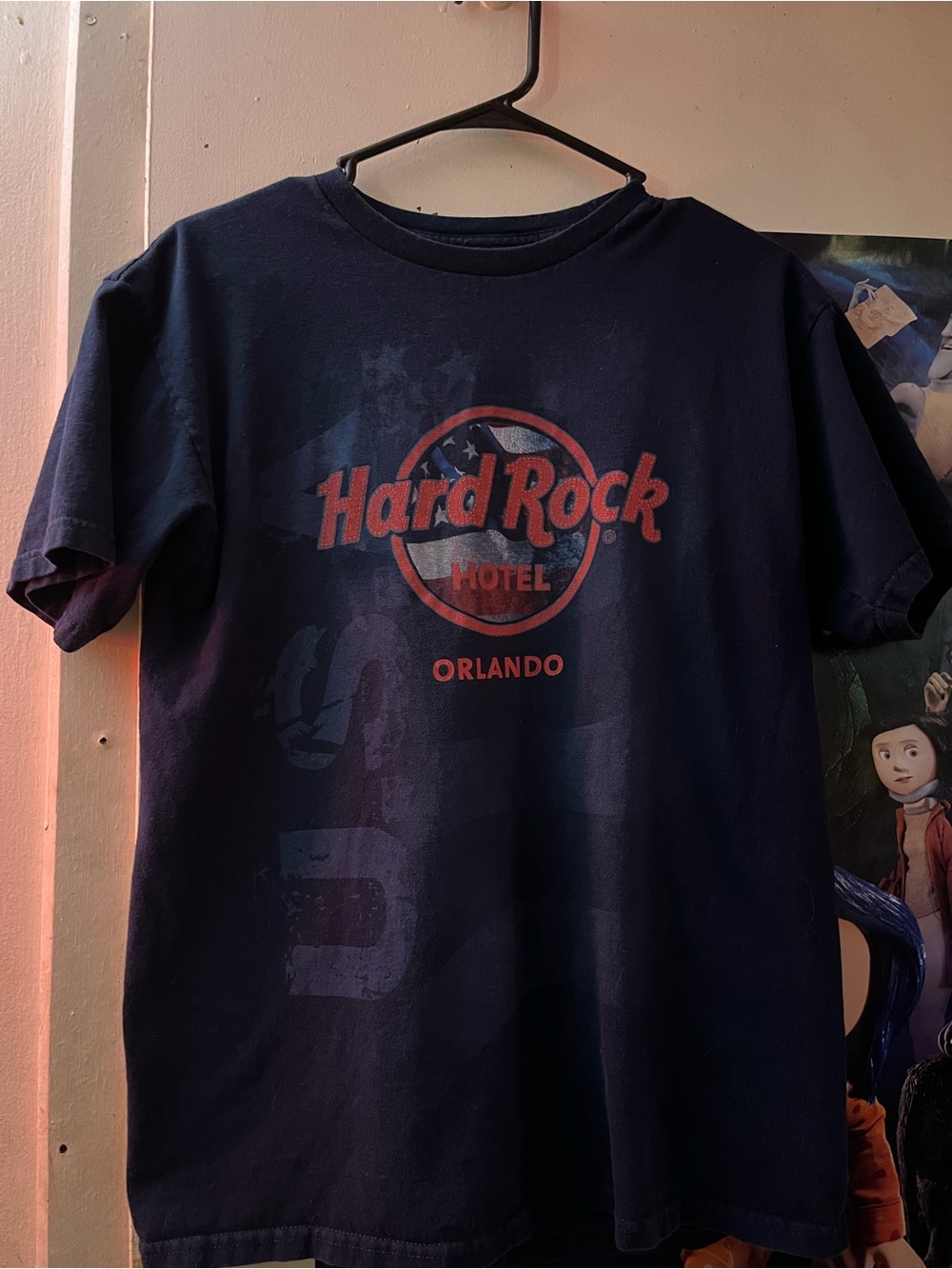 Hard Rock Cafe Navy Tee with Red Logo - Orlando